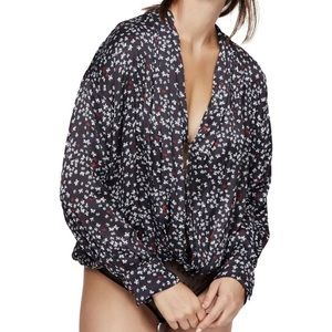 Free People Intimately Butterflies Black Bodysuit, in Carbon Combo, Size XS, NWT